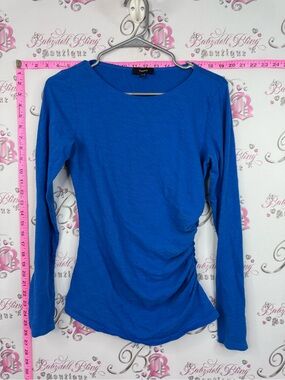 Theory Royal Blue Long-Sleeve Ruched Side Tee